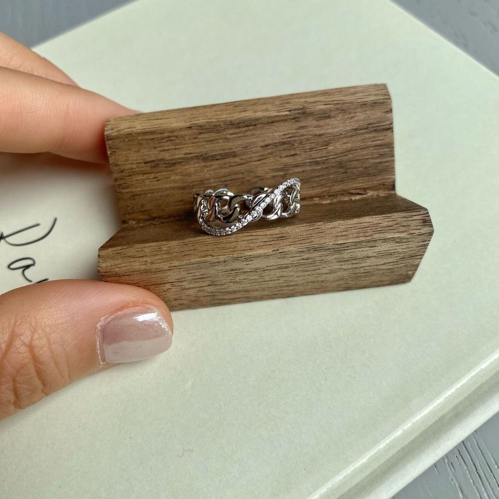 White Gold Plated Cross Chain Eternity Promise Ring